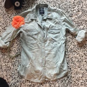 Distressed Denim Shirt  American Eagle Outfitters